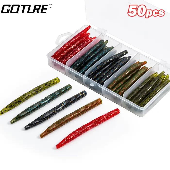 Leurre souple vers de terre Goture 50 pièces 3-4 pouces pour pêche truite en eau douce appâts artificiels