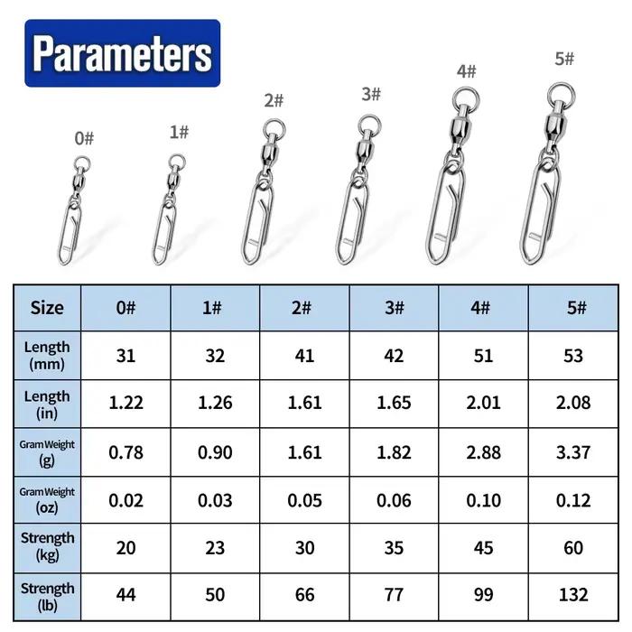 10 connecteurs rotatifs roulements pêche 0#-5# argent 360° - Accessoires appâts connexion rapide