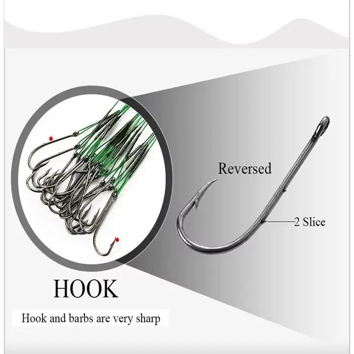 Leader acier anti-morsure FLYSAND 50LB avec hameçon n°1 et émerillon - Lot de 20 pour pêche carnassiers