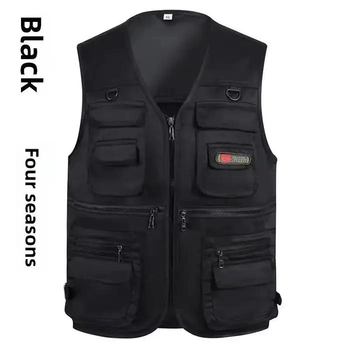Veste homme décontractée multi-poches pour pêche, photo et travail en extérieur - Coupe ample
