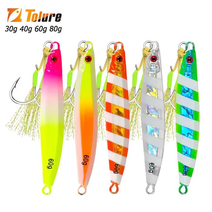 Leurre de pêche jigging lumineux TOLU 30g 40g 60g 80g coulé rapide pour la pêche en