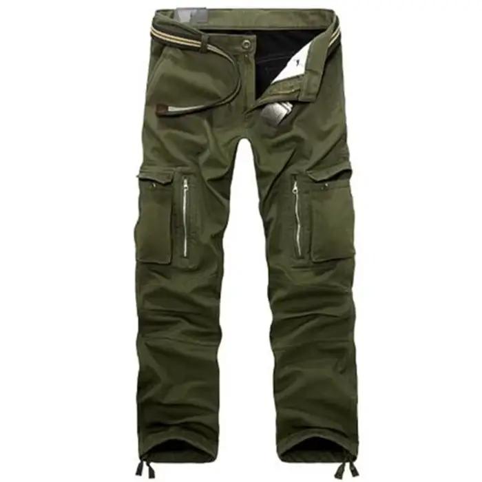 Pantalon cargo polaire hiver épais chaud multi-poches tactique militaire pêche grande taille