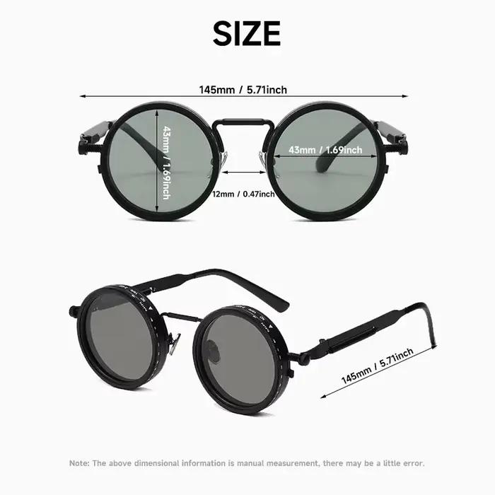Lunettes de soleil rondes polarisées ND9 réglables pour pêche rétro punk et outdoor UV400