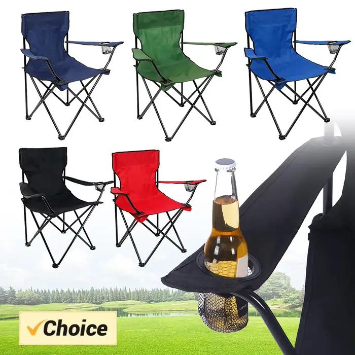 Chaise pliante pêche plage camping avec porte-bouteille tissu oxford portable siège extérieur