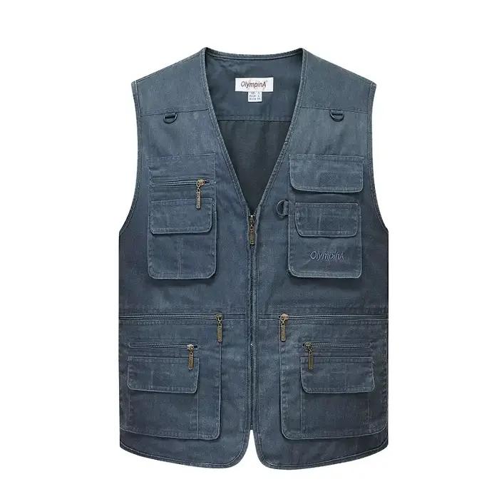 Veste de pêche sans manches grande taille multi-poches - Veste tactique homme printemps 10XL 9XL - Veste de voyage travail outdoor