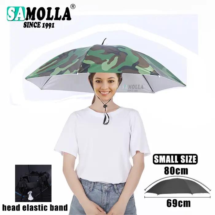Chapeau parapluie portable vert armée protection solaire pluvieuse pêche camping pliable multifonctionnel