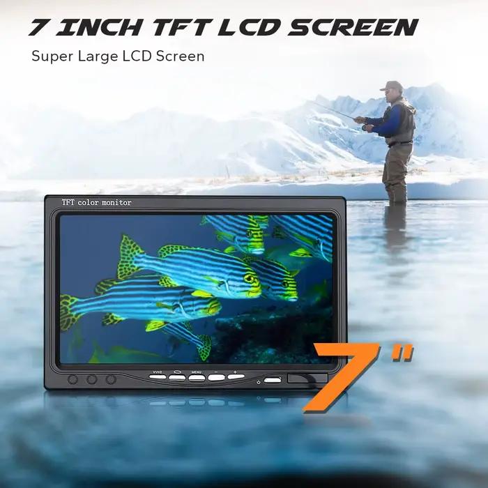 Caméra de pêche hivernale GAMWATER 7 pouces 30 LEDs - Fishfinder étanche IP68 pour glace, mer et rivière