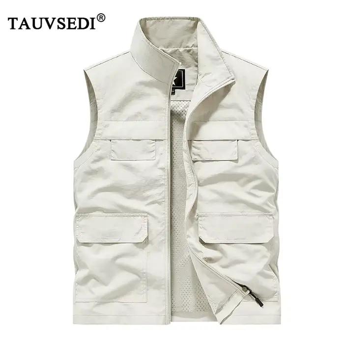 Veste sans manches pêche homme été respirante multi-poches cargo loose décontractée