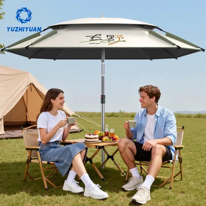 Parapluie pêche UPF50+ colle noire 360° réglable pliable portable housse protection solaire
