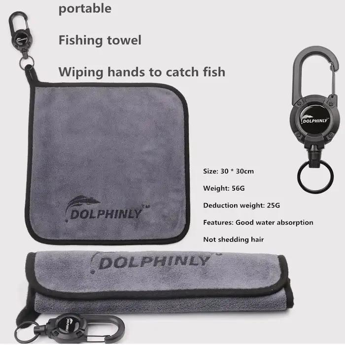Serviette de pêche portable à boucle anti-dérapante épaisse pour essuyage mains, coton absorbant