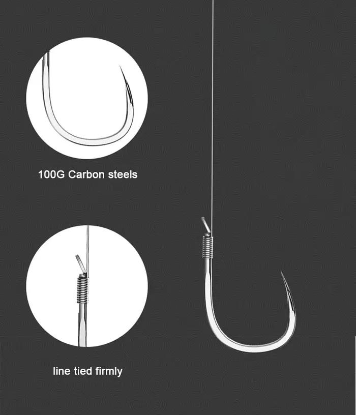 Ensemble 10 paires hameçons avec bas de ligne - Montage carp fishing prêt à pêcher 45cm