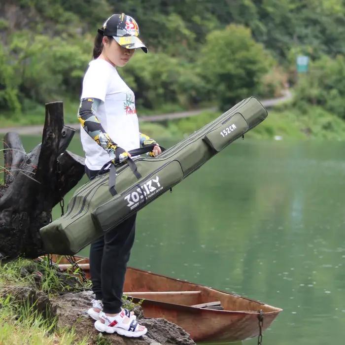 Sac de transport de canne à pêche pliable portable 122 à 182 cm pour canne, moulinet et accessoires