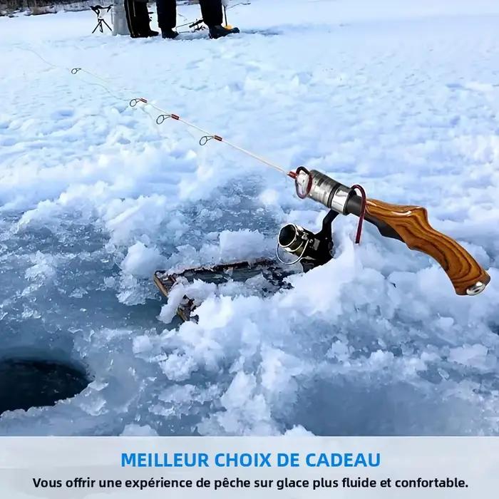 Canne pêche glace portable détachable ultra-légère sensible pour pêche hivernale sur lac gelé