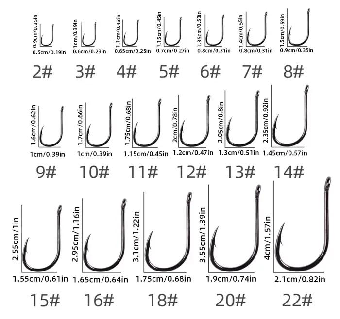 Hameçons de pêche Iseama Aorace 100 pièces, hameçon simple circle carp japonais taille 2 à 15