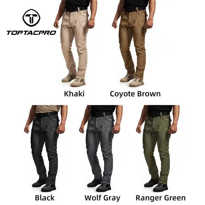 Pantalon tactique TOPTACPRO en polyester et coton résistant à l'eau pour hommes, idéal pour la pêche sportive, randonnées et activités extérieures