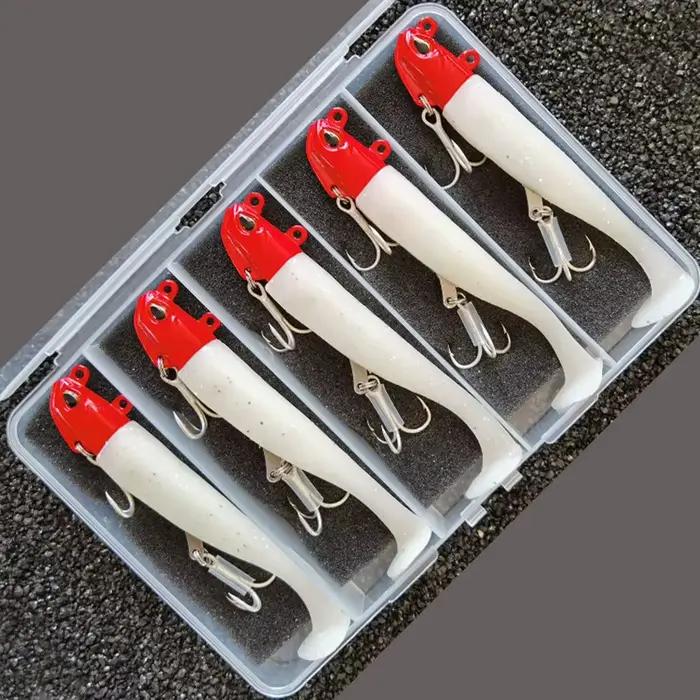 Leurre souple lumineux 24g 105mm pour bar et daurade, leurre de pêche 5 pièces appât artificiel glow