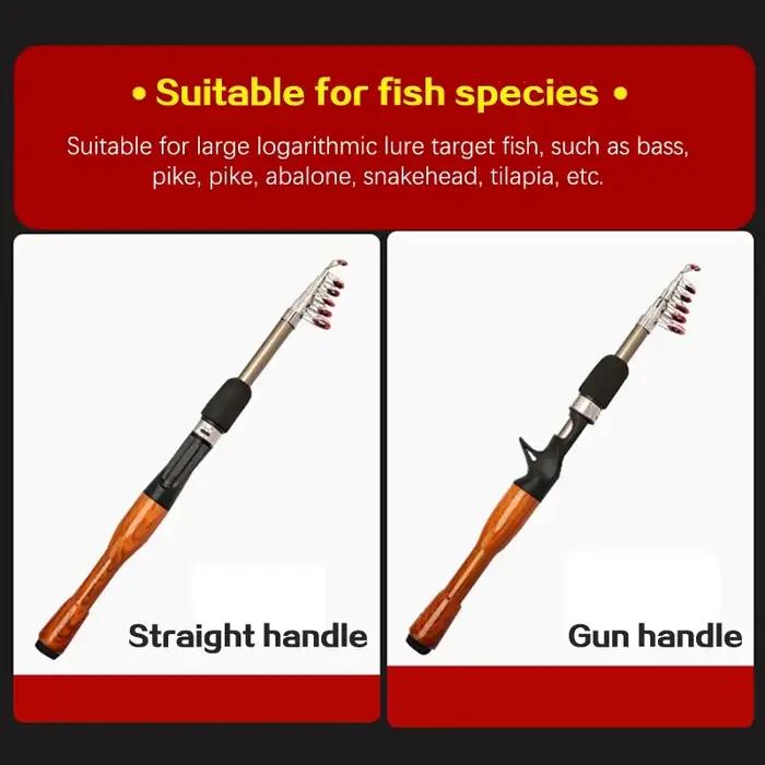 Canne télescopique liège carbone portable pêche nomade - accessoire pêche extérieur lancer compact