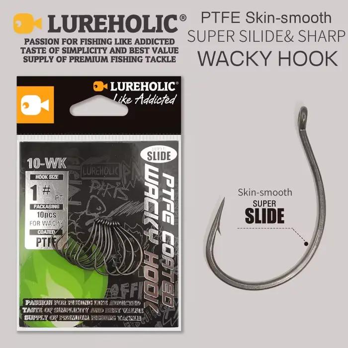 Hameçon Wacky Offset LUREHOLIC PTFE Super Slide pour Drop Shot - Acier Inoxydable pour Vers