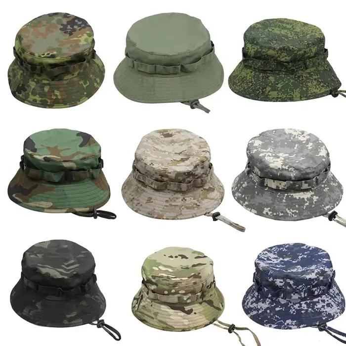 Chapeau boonie camouflage Multicam été - Casquette pêche randonnée résistante au vent soleil