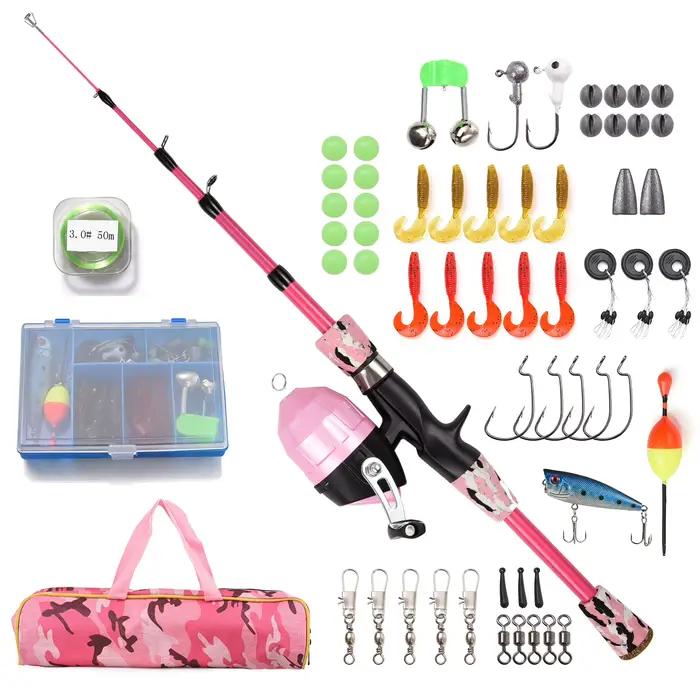 Kit pêche enfant canne et moulinet combo télescopique 1.2m/1.5m avec leurres et accessoires, complet