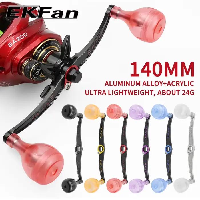 Manivelle ultralégère EKFAN 140mm 24g alliage acrylique DIY moulinets casting