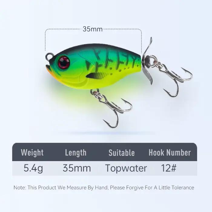 Leurre flottant popper 35mm pour truite broche perche, appât dur artificiel leurre topwater wobblers