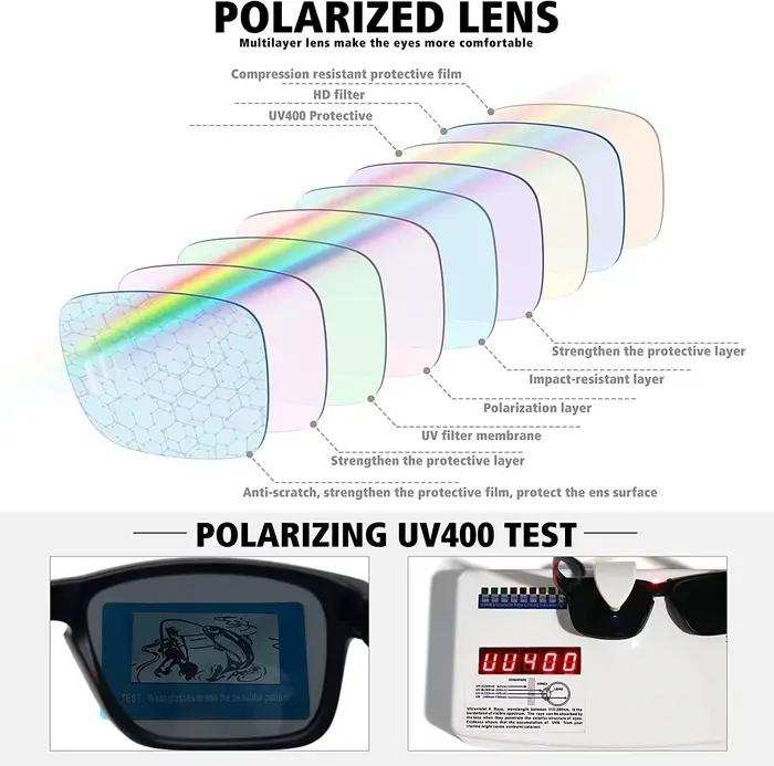 Lunettes de pêche polarisées homme UV400 pour conduite randonnée et pêche sportive