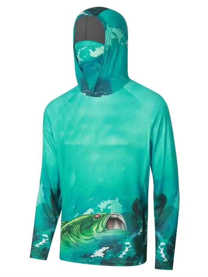 Hoodie de pêche homme protection UV été - vêtement technique extérieur avec masque intégré