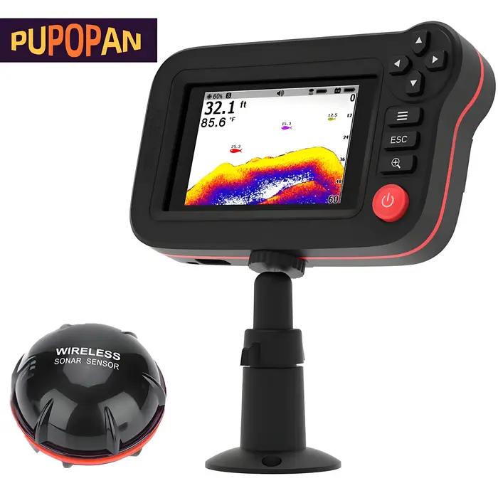 Sondeur de poissons intelligent portable Pupopan pour pêche quai berge rive détection profondeur loisir