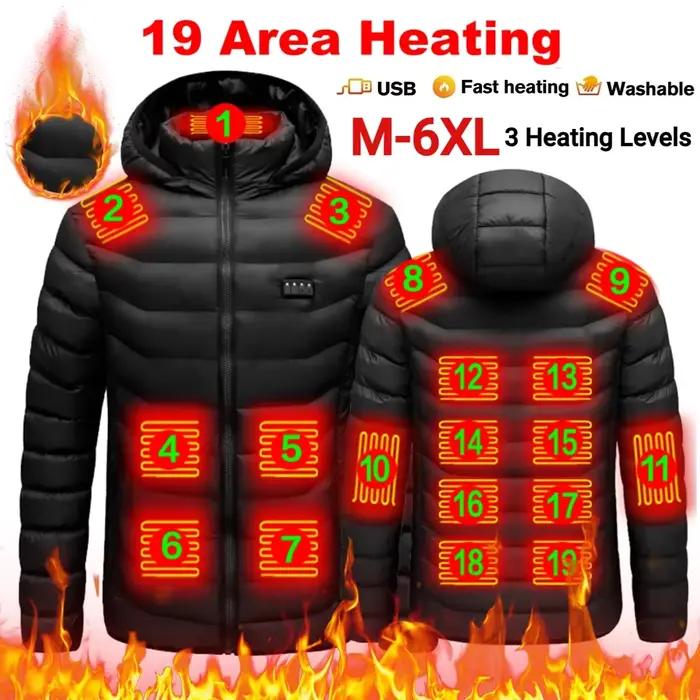 Veste chauffante électrique rechargeable unisexe 3 niveaux de chaleur pour pêche camping et ski