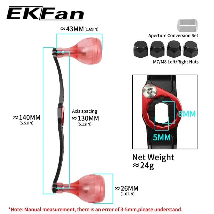 Manivelle ultralégère EKFAN 140mm 24g alliage acrylique DIY moulinets casting