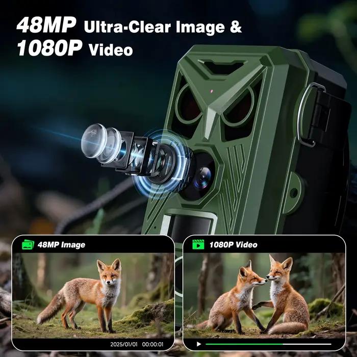 Caméra trail 4K avec déclenchement 0.8s et écran IPS 2.0'' pour reconnaissance animalière extérieure étanche