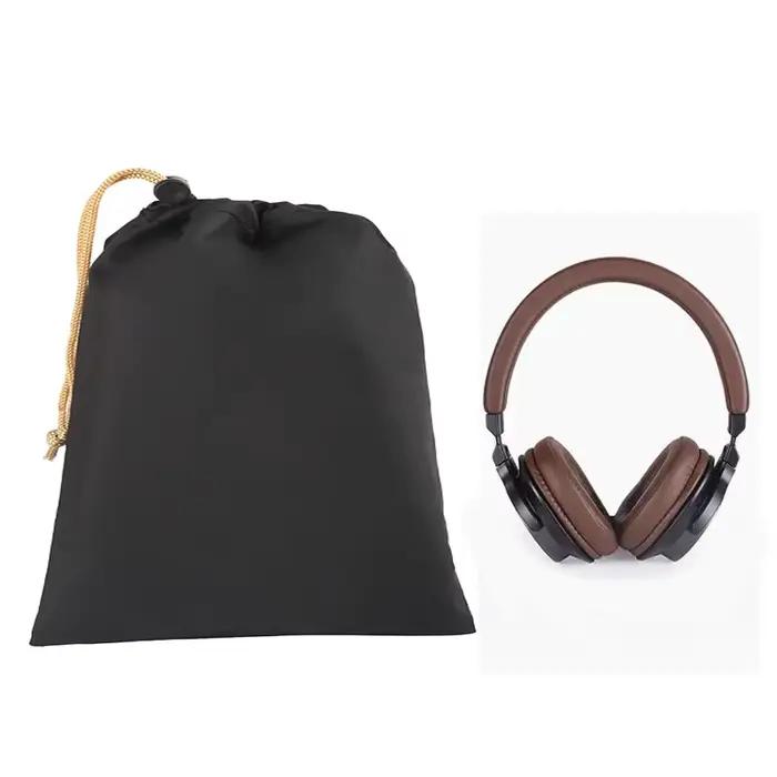 2 sacs étanches en cuir PU pour casque audio pêche avec cordon de serrage protection