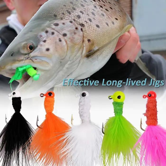 9 PCS têtes plombées marabout colorées pour pêche au crappie, perche et truite