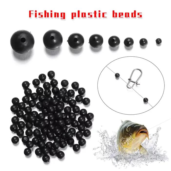 Perles flottantes plastique noir souples et dures 3mm à 12mm pour montage ligne pêche leurres appâts