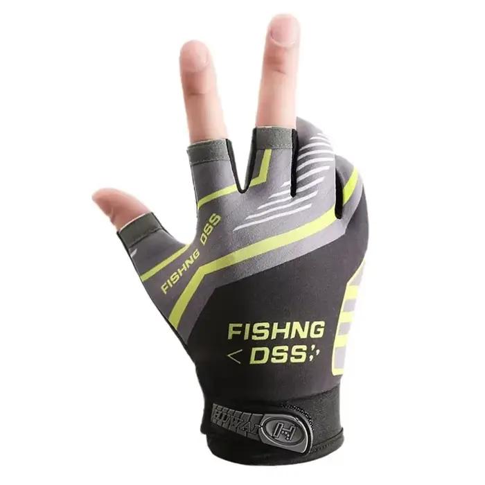 Gants pêche trois doigts homme été anti-UV anti-dérapant soie glacée légers techniques
