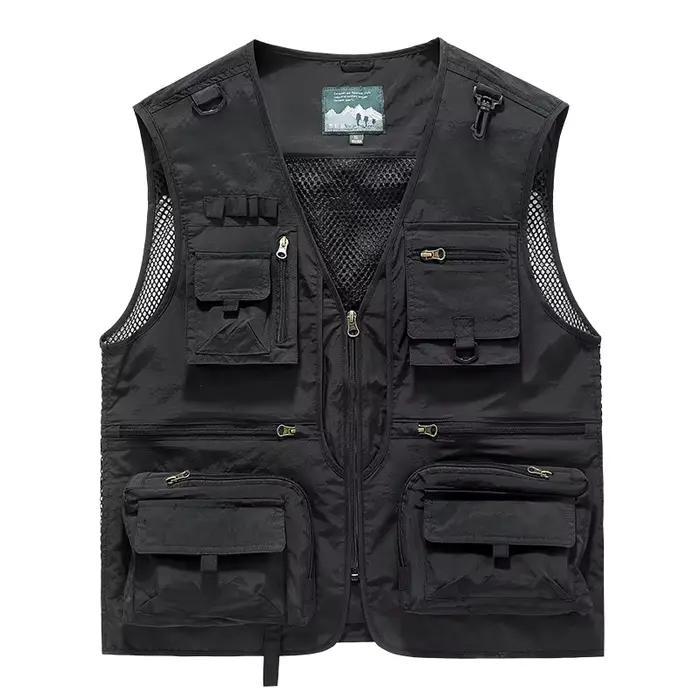 Veste de pêche respirante homme avec multiples poches pour le loisir en extérieur