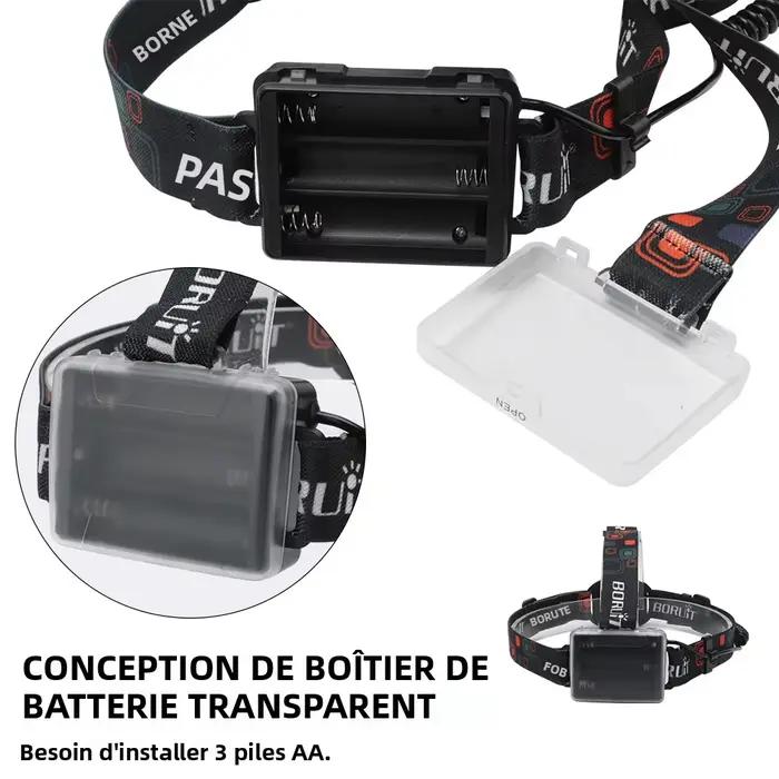 Lampe frontale BOIRUiT RJ-2166 1000LM zoomable étanche piles AA pour pêche et chasse