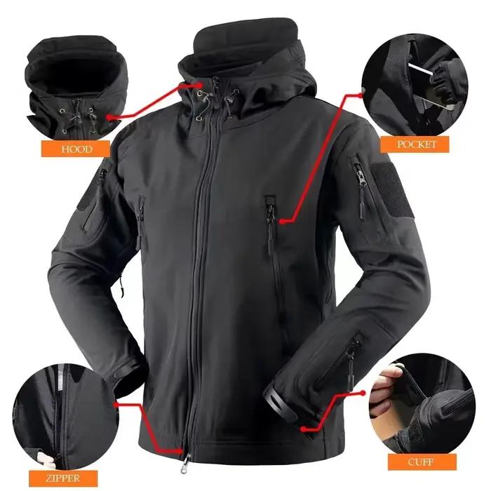 Veste soft shell tactique capuche polaire homme hiver coupe-vent imperméable chaude outdoor multi-poches 5XL 6XL