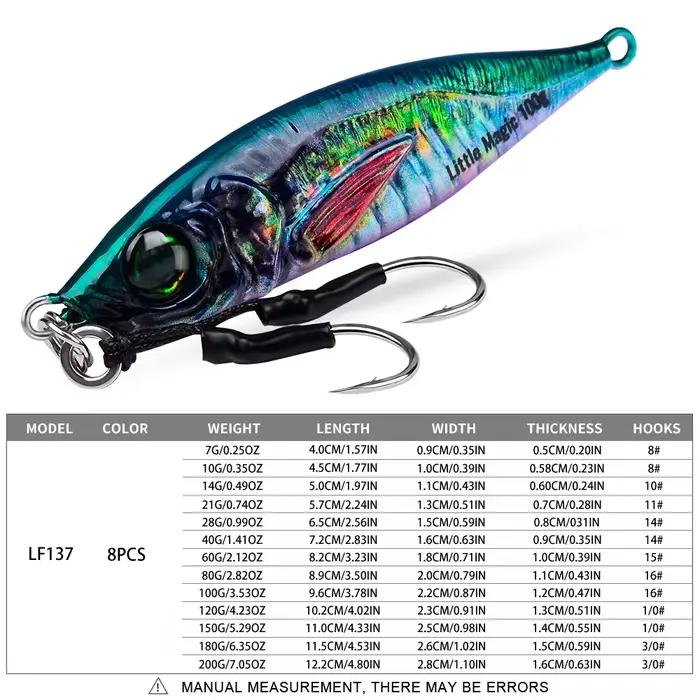 Jig Métal Lumineux 7-80g PRO BEROS - Leurre Pêche Mer Lente Thon Mérou Dorade Spoon