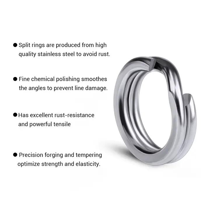 Anneaux ouverts acier inox 5 tailles pour connecter leurres, lot 200/250 pièces pour boîte pêche