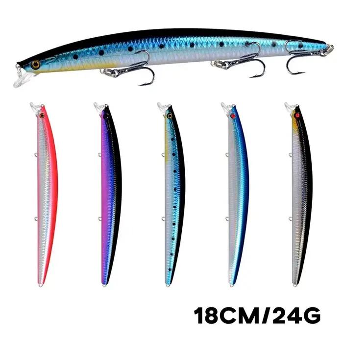 Leurre de pêche Minnow Laser 18cm 24g - Appât artificiel avec hameçons aiguisés pour pêche en mer