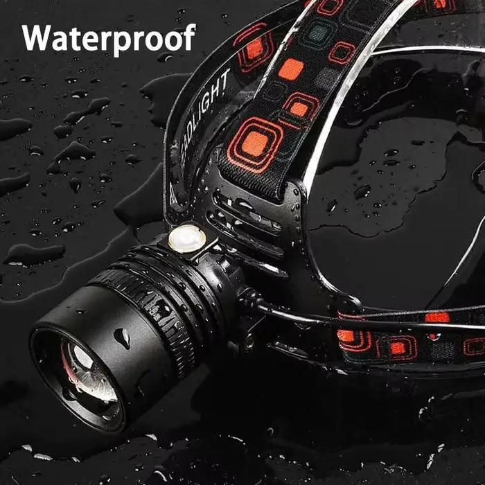 Lampe frontale LED puissante en alliage d'aluminium haute luminosité rechargeable pour pêche chasse