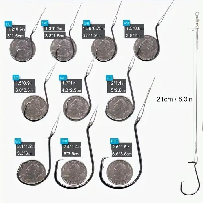 25 hameçons circle saltwater avec bas de ligne acier - Pour silure et bars taille 10/0 à 1/0