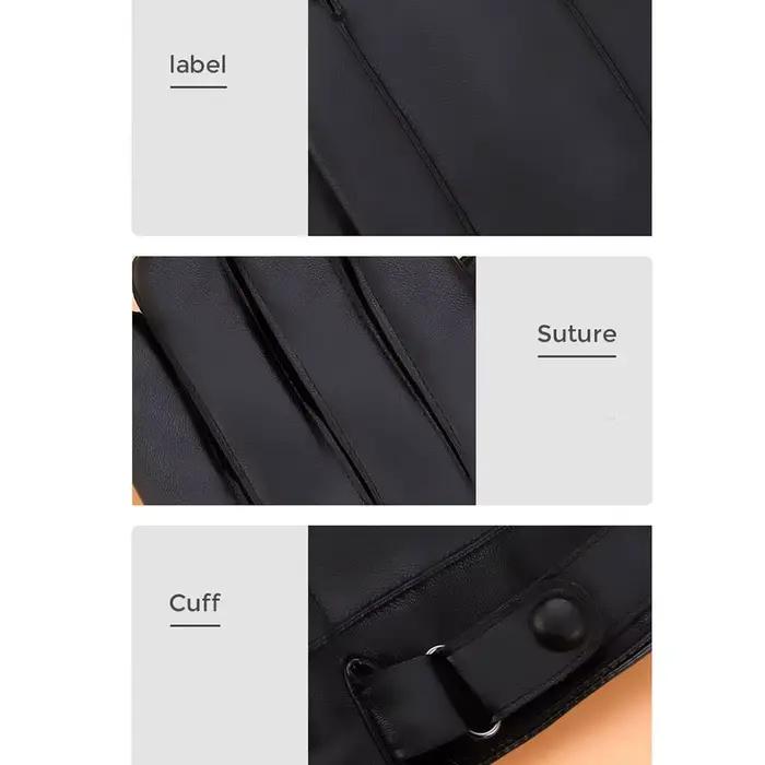 Gants de pêche hiver doigts entiers noir cuir PU qualité premium écran tactile homme