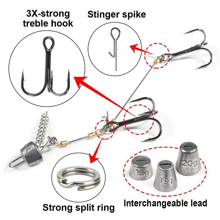 Montage Spinpoler Pike Stinger avec plomb spiral et triples hameçons pour shads curltails carnassiers