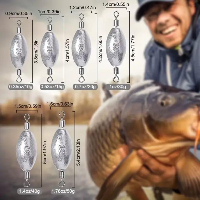 Plombs de pêche olive avec double émerillon - Poids coulissant pour pêche au lancer et trolling