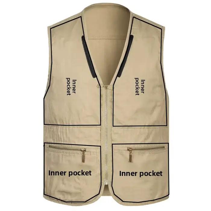 Veste de pêche multi-poches homme printemps automne pour équipement photo extérieur grande taille