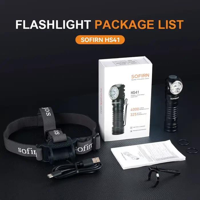 Lampe frontale Sofirn HS41 4000 lumens LED SST20 rechargeable USB C pêche puissante avec aimant