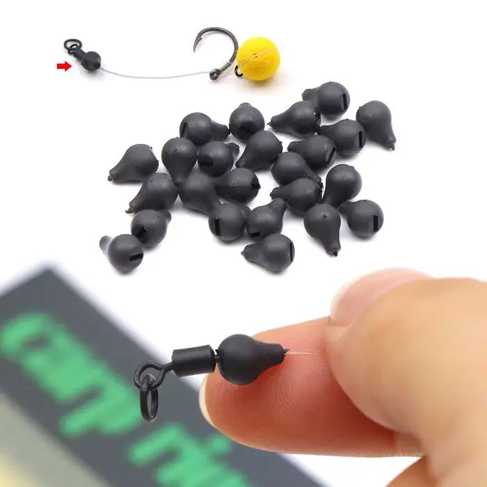 10 perles tungstène pour montage chod rig - Accessoires carpe fluorocarbone avec émerillon connecteur